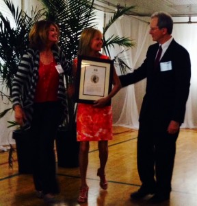 The Committee of 100 on a Federal City Chair Nancy MacWood, Tregaron Conservancy Executive Director Bonnie LePard, and Washington International School Head Clayton Lewis at the 2014 Vision Awards -- June 4, 2014